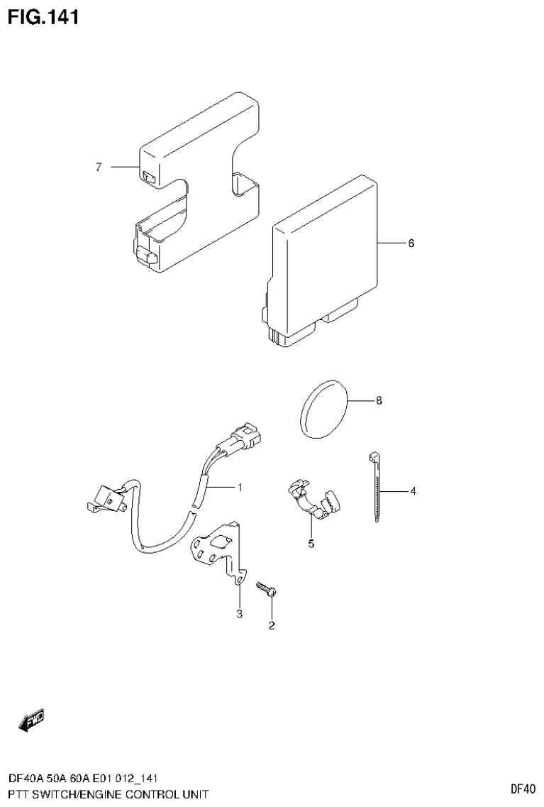 Suzuki DF40AST, DF50A, DF50ATH PTT SWITCH / ENGINE CONTROL UNIT (DF60AQH E1) parts diagram